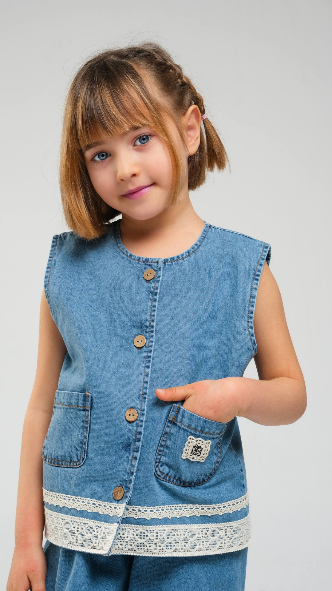 Little Denim Charm Set by NOV7 featuring small denim charms on a set of jewelry pieces.