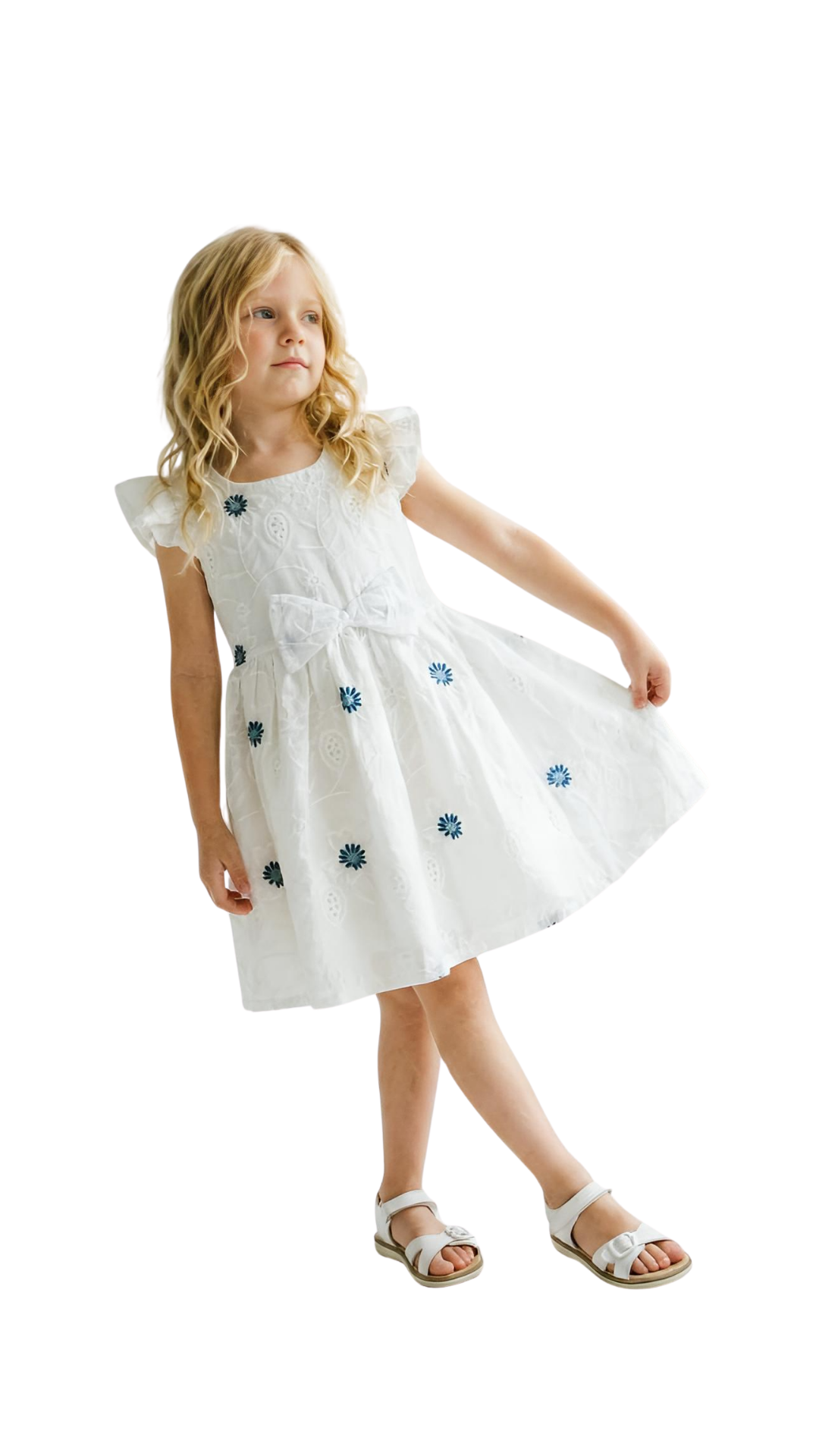 Blue Petal Grace Dress by BREEZE-ZEYTİNBURNU, elegant dress with floral petal design, styled for a fashionable look.