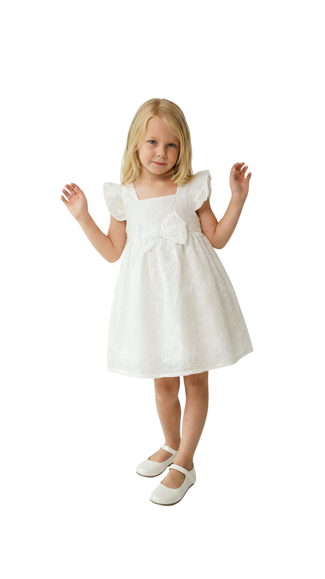 Ivory Belle Bow Dress by BREEZE-ZEYTİNBURNU with a bow detail, sleeveless design, and elegant fabric for a stylish look.