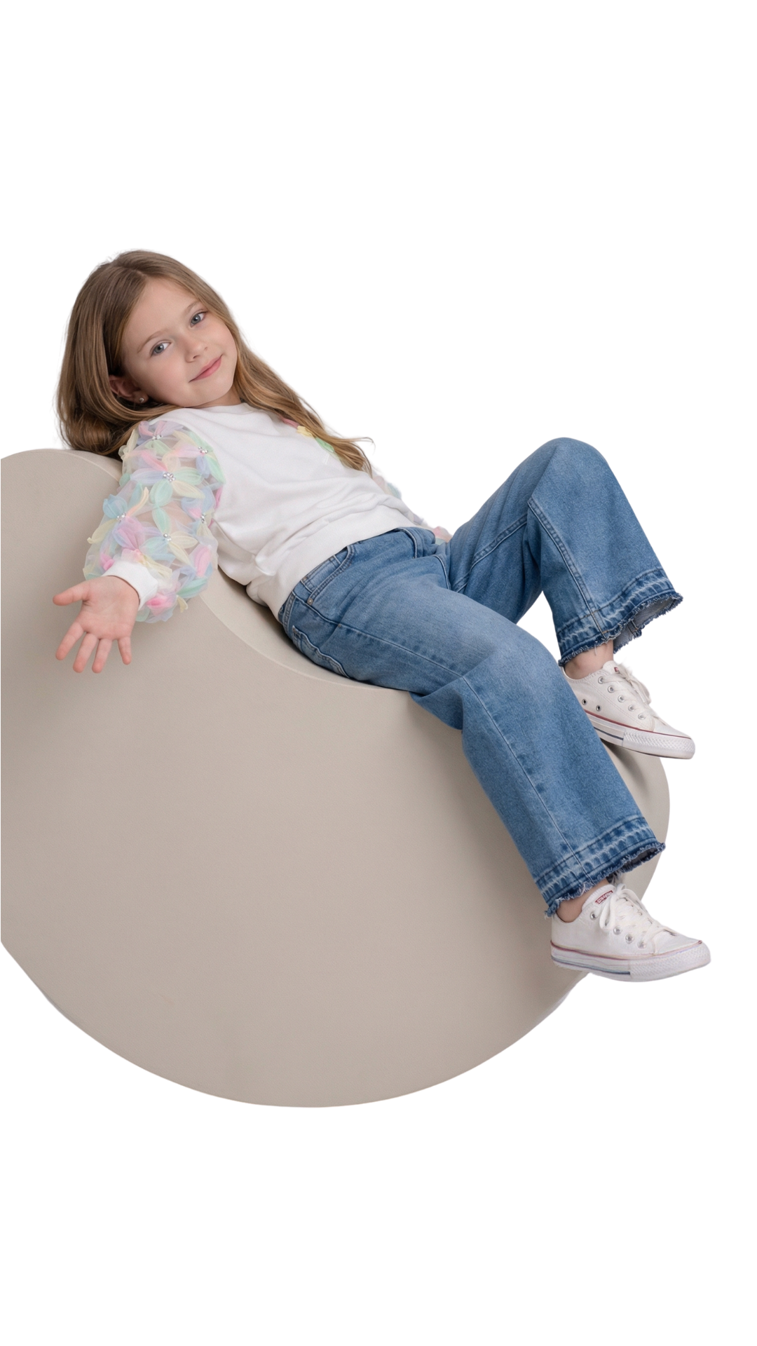 Little Star pastel bloom denim set for kids, includes a denim jacket and pants with floral embroidery, stylish and comfortable.