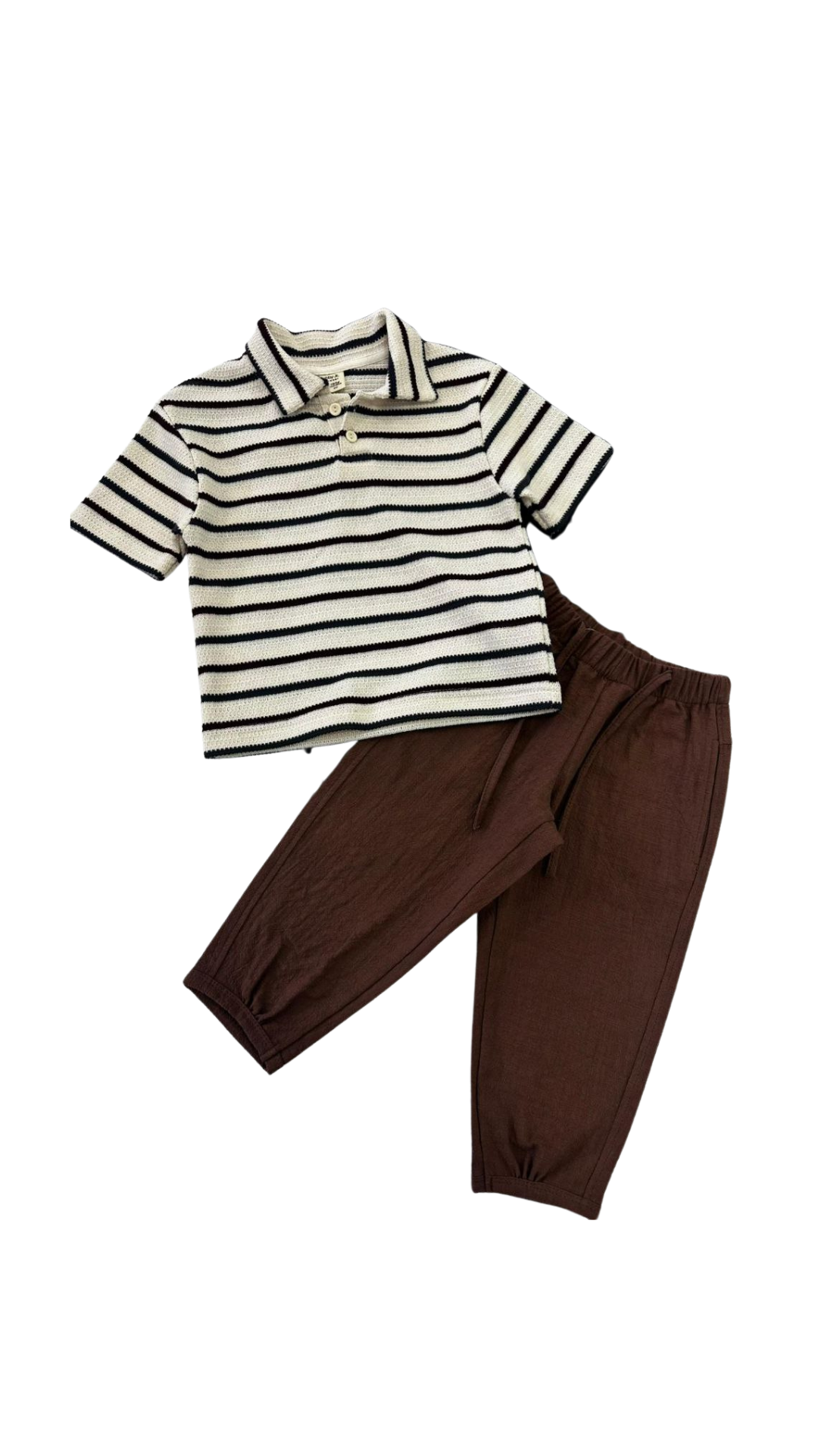 Kids' Coastal Stripe Polo Set by Bobby Jr Kids Wear featuring a striped polo shirt and matching shorts for boys.