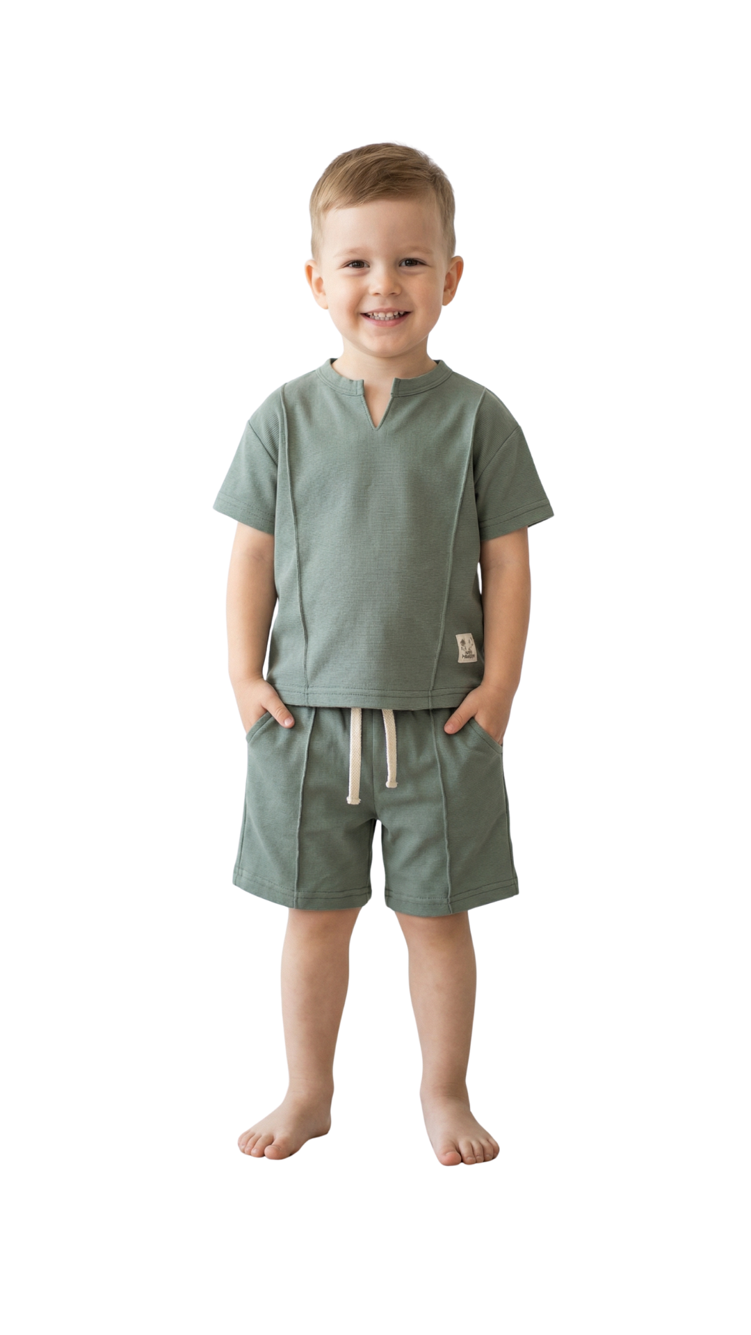 Sage Adventure Set for kids by Bobby Jr Kids Wear, includes comfortable top and pants with playful outdoor-themed design.