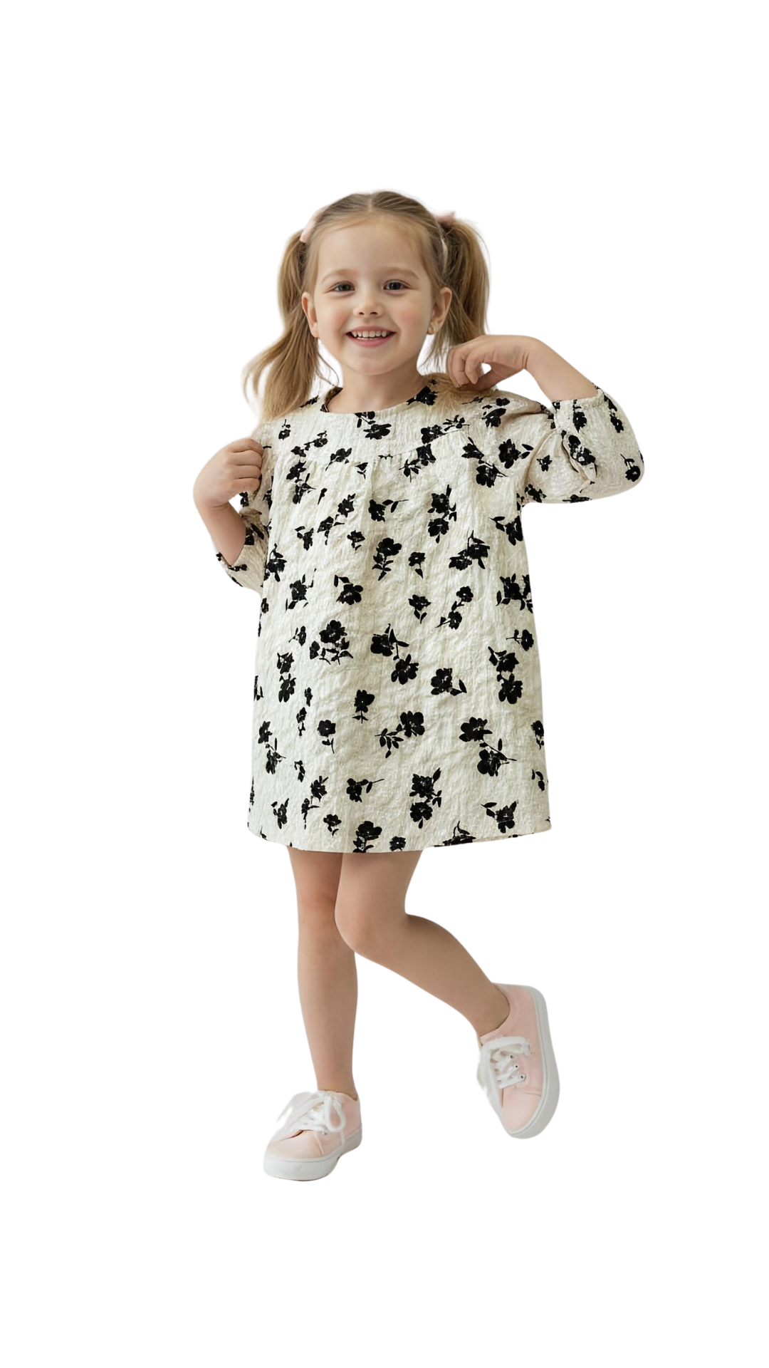 Milo Kidz Midnight Blossom dress featuring a dark floral pattern and stylish design for girls.