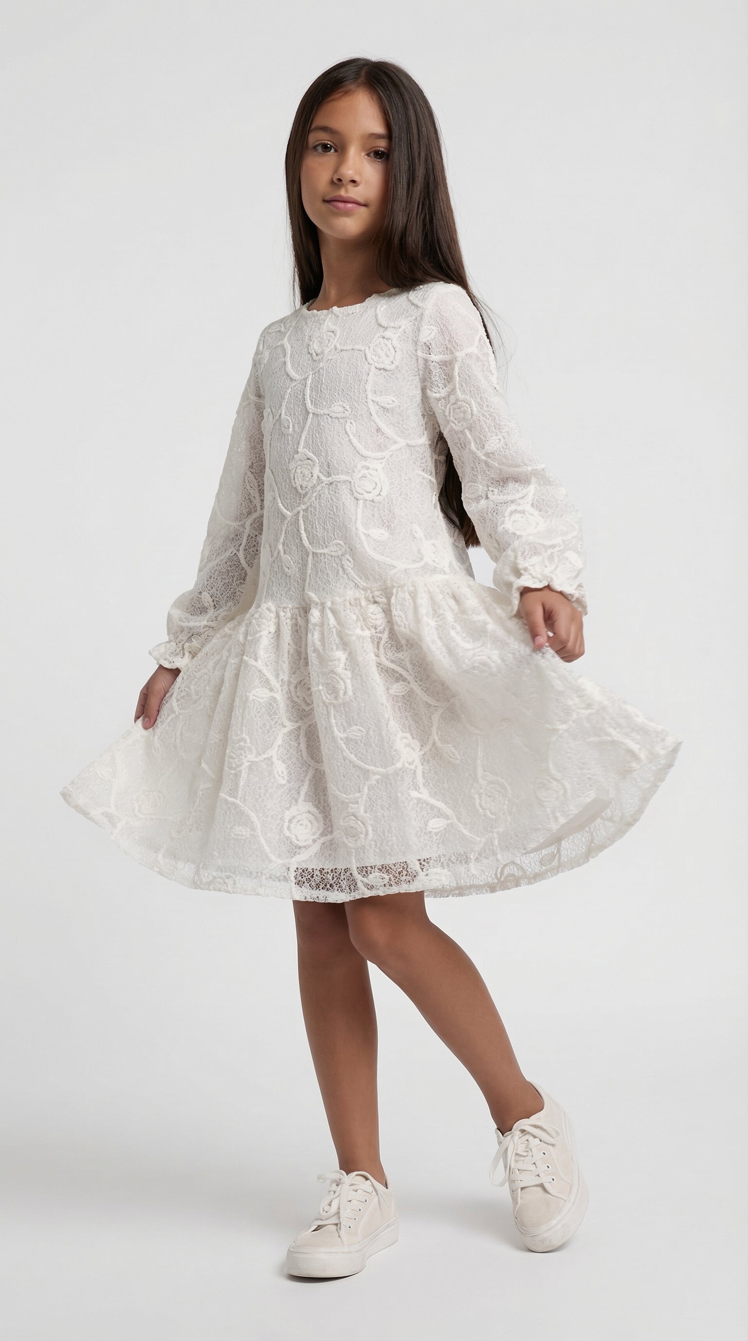 Escable Kids Bloom Lace Dress showing delicate lace fabric and elegant design for girls' special occasions