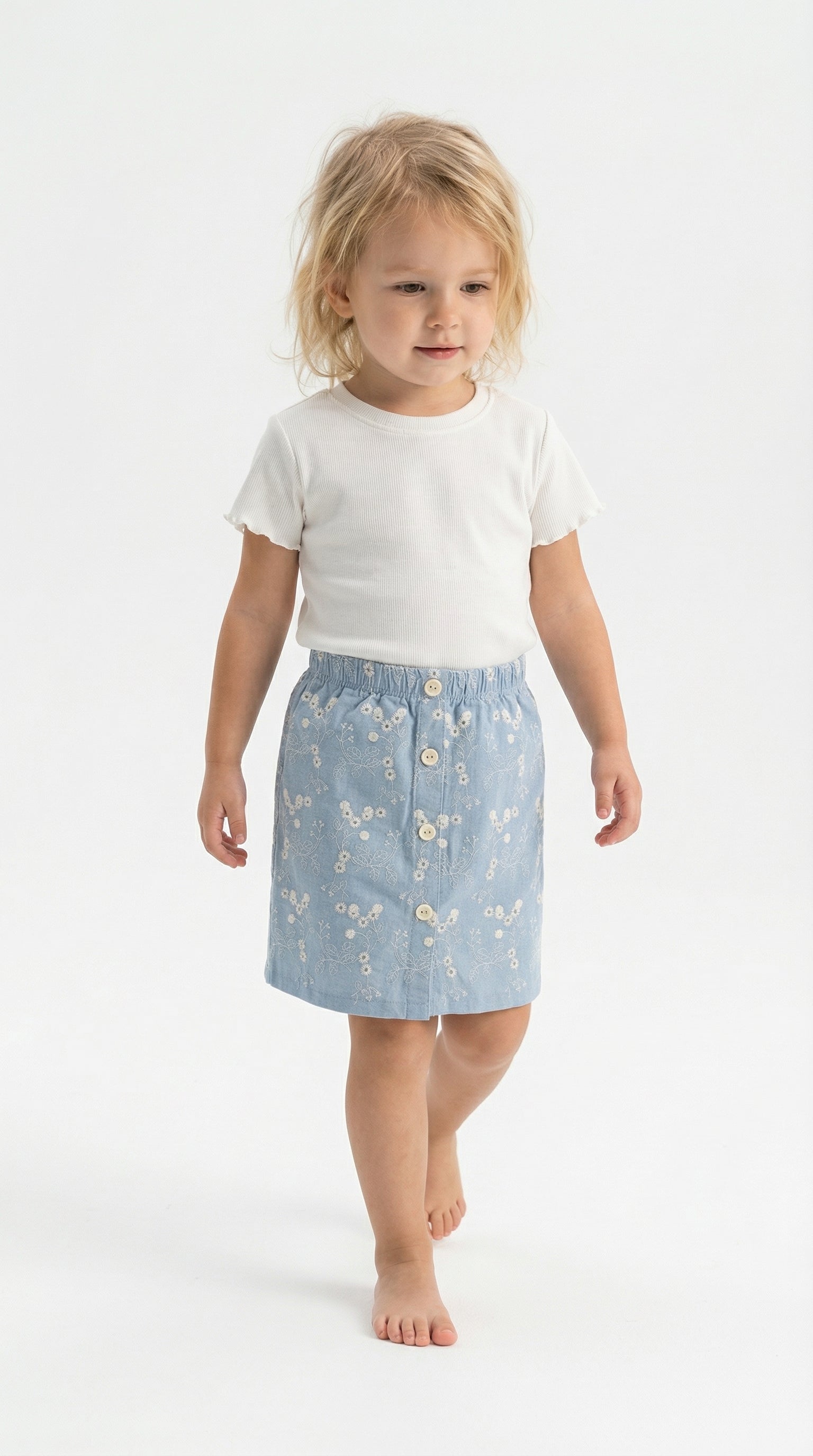 Bloom Button Denim Skirt