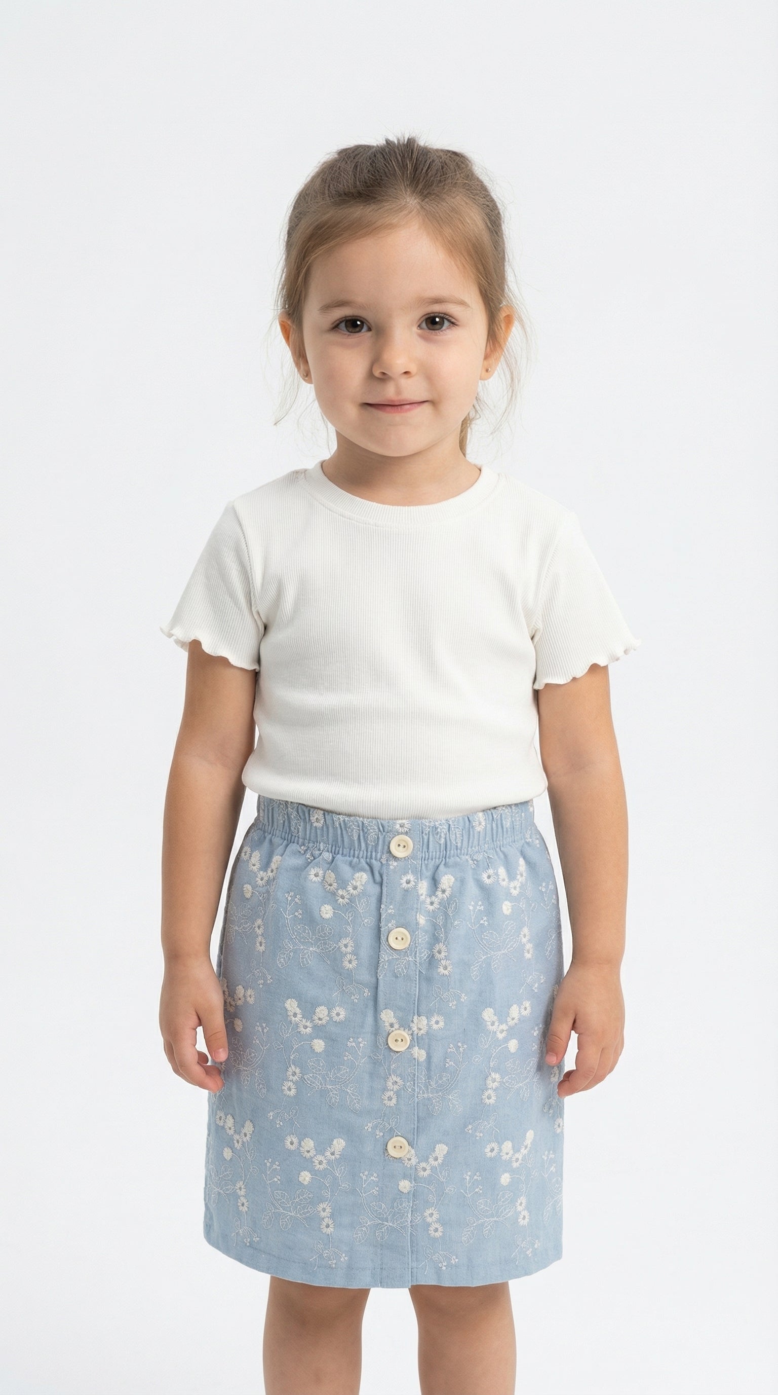 Bloom Button Denim Skirt