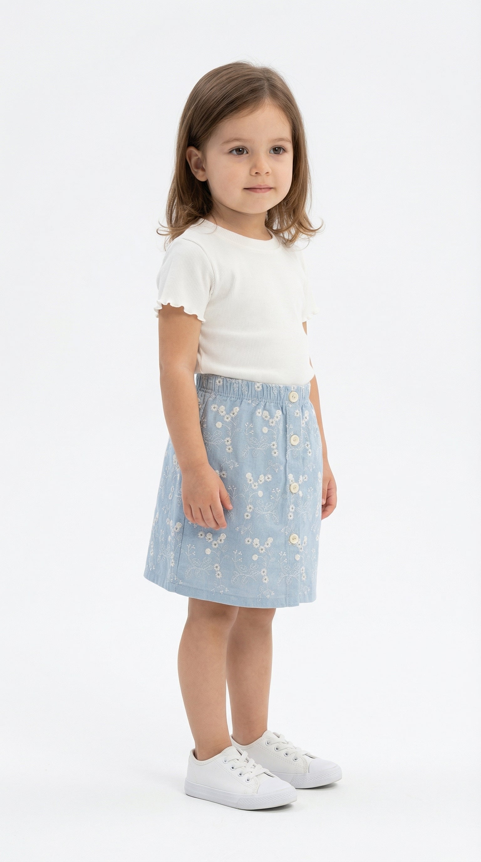 Bloom Button Denim Skirt