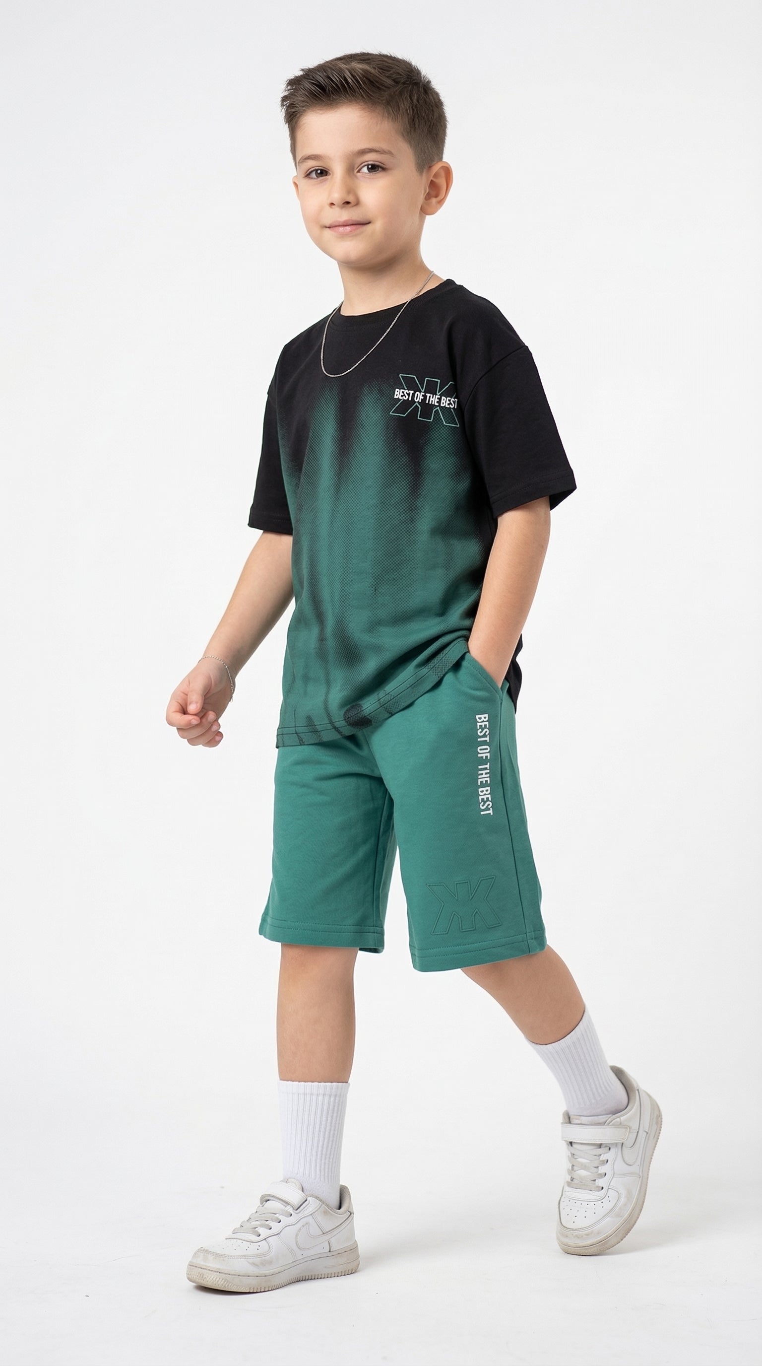 Urban Motion kids' set by Kocak Kids featuring stylish, comfortable clothing for active children, shown in a modern fashion editorial style.