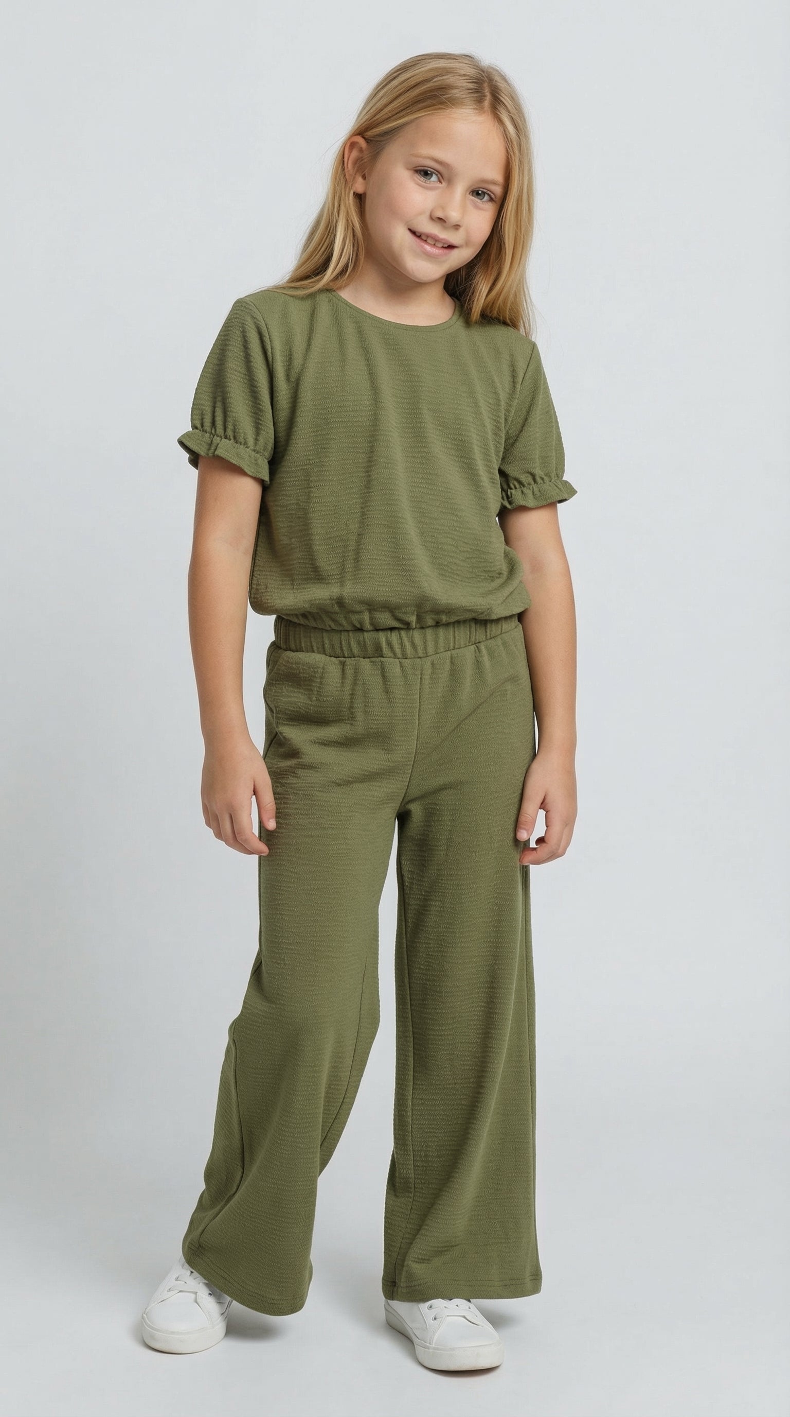 Children's Olive Breeze Comfort Set by Bobby Jr Kids Wear, featuring a soft, casual clothing set with playful design details.