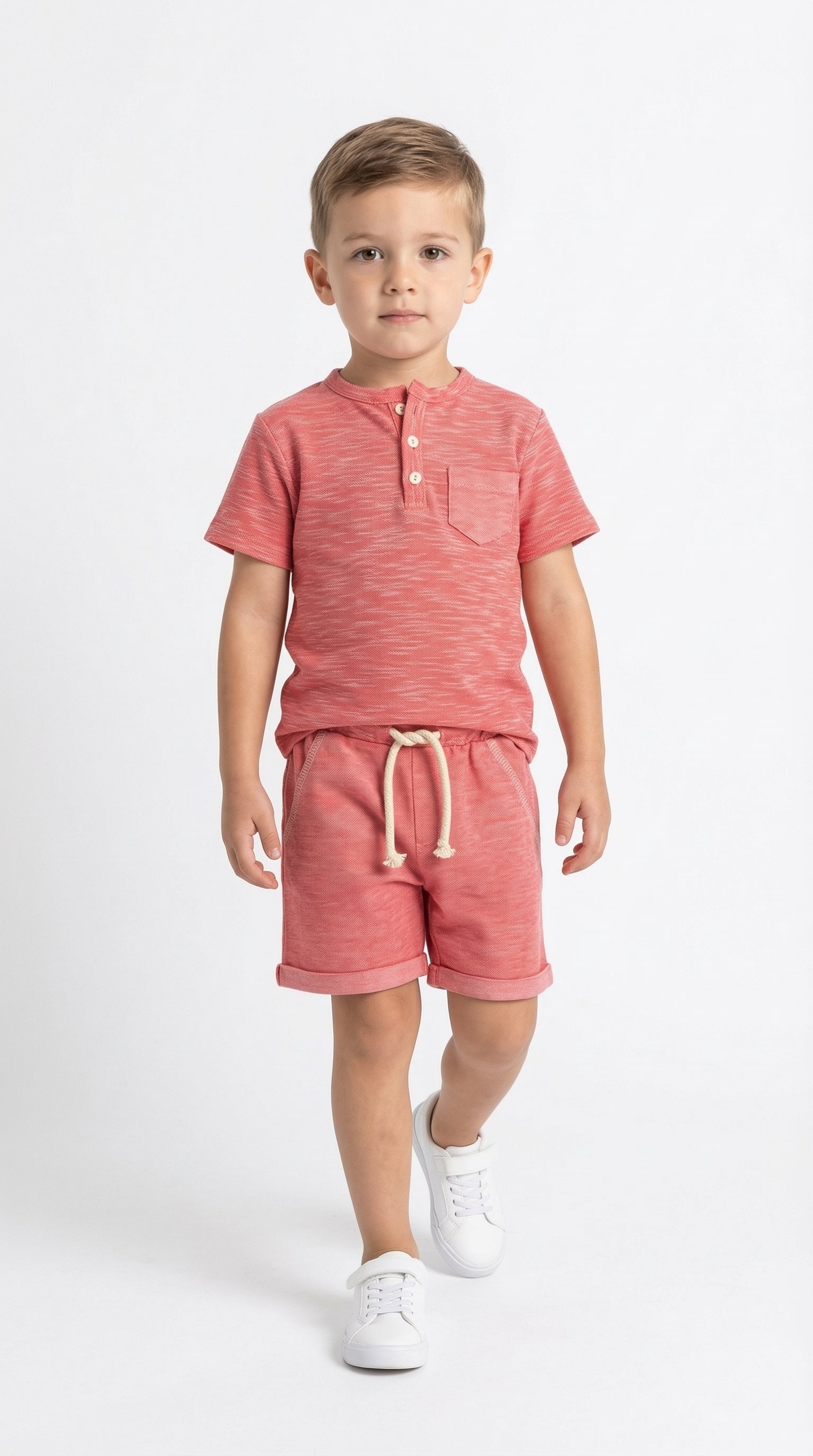 Bobby Jr Kids Wear Henley Play Set featuring a comfortable, casual top and matching bottoms for kids, displayed on a plain background.